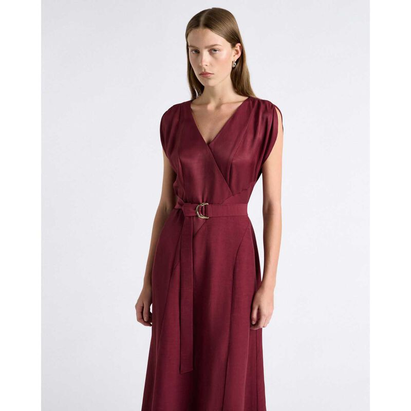 Cue Viscose Blend Belted V-Neck Midi Dress image number 3